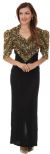 Sweetheart Neck Full Length Beaded Gown with Half Sleeves in Black/Gold